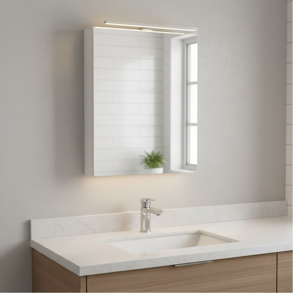 Шкаф зеркальный навесной Runo Лада 40, для ванной комнаты, белый