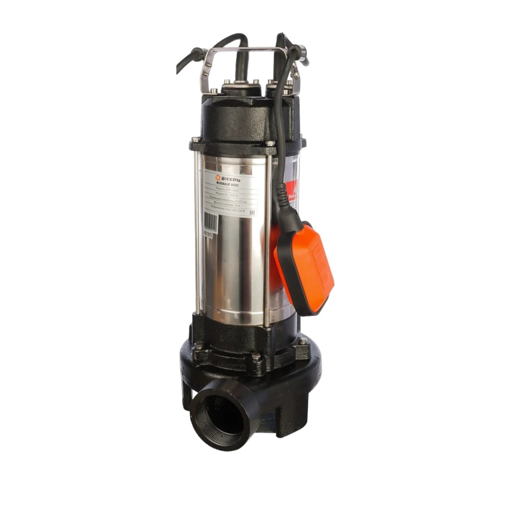 Насос фекальный Вихрь ФН-1500Л, погружной, 1500 Вт, с измельчителем