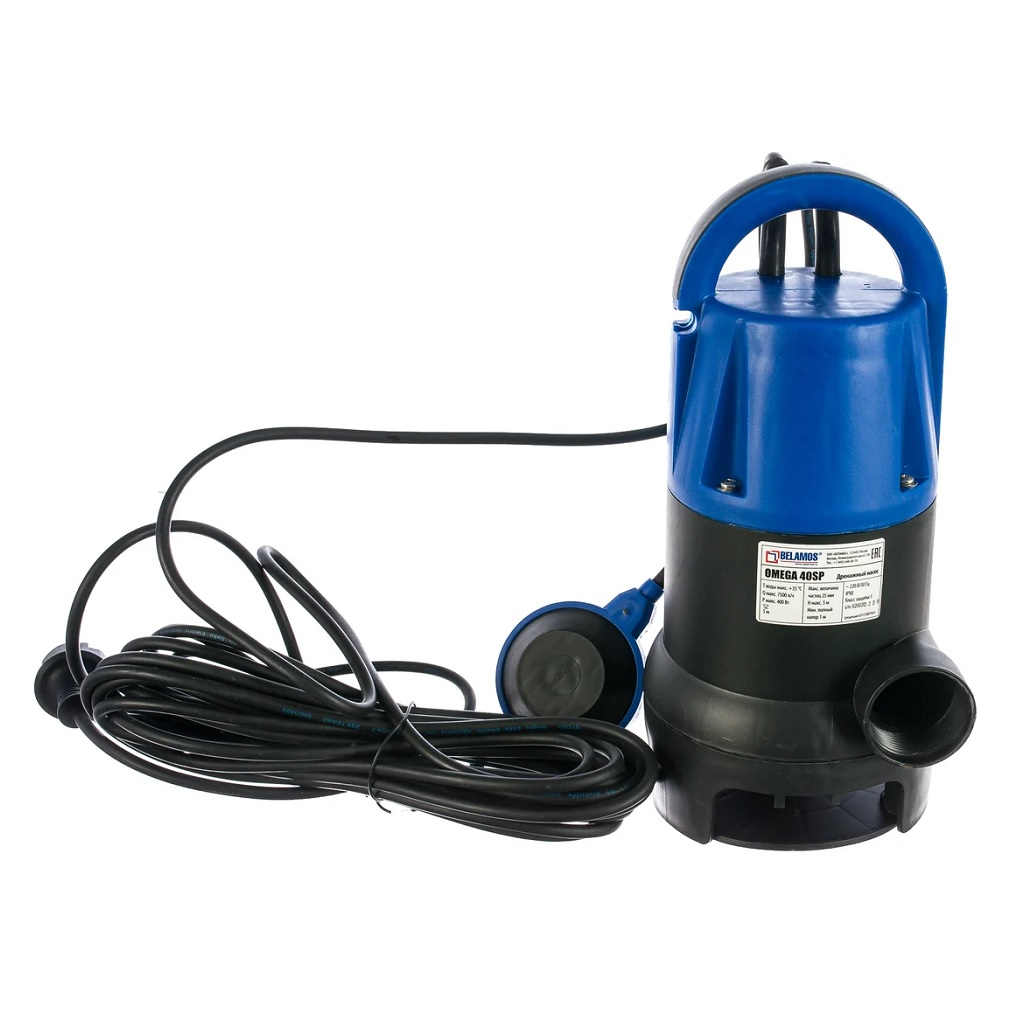 Насос дренажный Belamos Omega 40 SP, BLM40 SP профессиональный, для грязной воды, 400 Вт, напор 5 м, 125 л/мин
