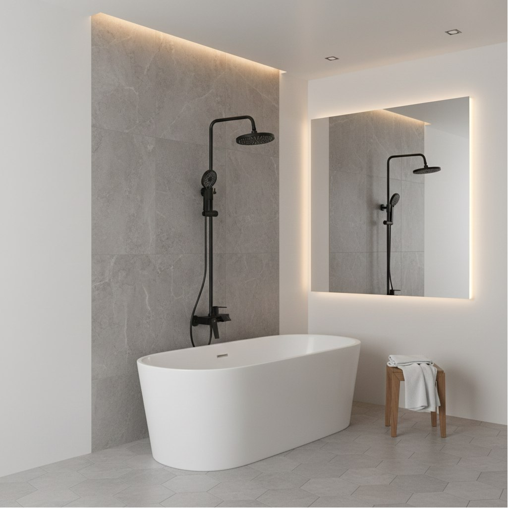 Душевая система AV Engineering AVWIN16-A165-135 D35, цвет черный, тропический душ