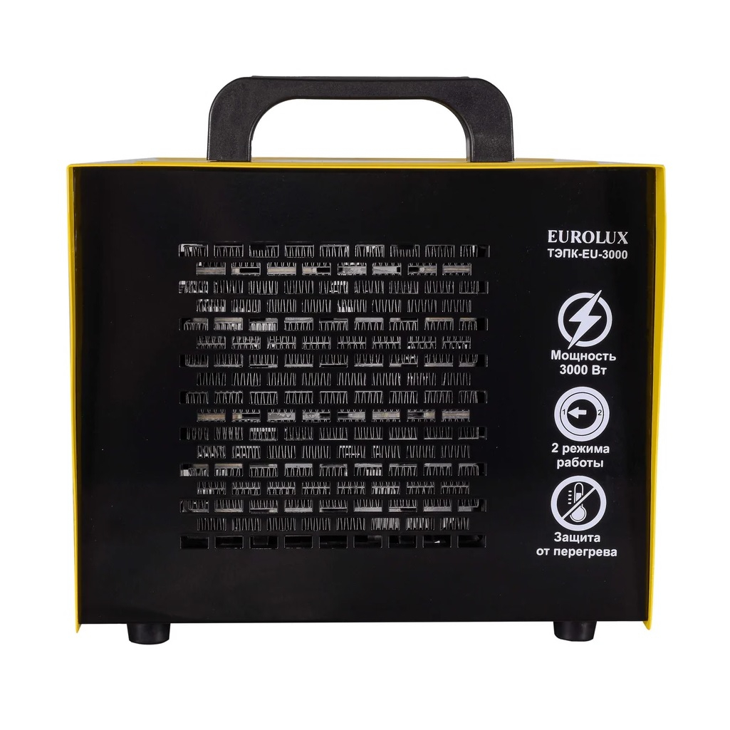 Тепловая электрическая пушка Eurolux ТЭПК-EU-3000, керамический нагревательный элемент, квадратная