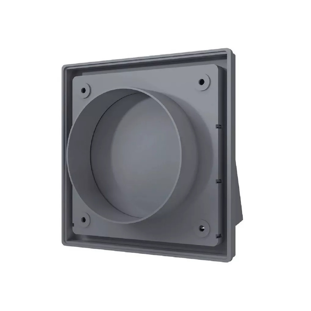 Выход стенной с обратным клапаном Era 1515К10ФВ, диаметр 100 мм,150х150 мм, серый, пластик