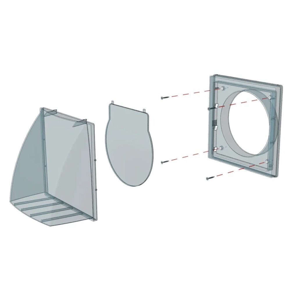 Выход стенной с обратным клапаном Era 1515К10ФВ, диаметр 100 мм,150х150 мм, серый, пластик