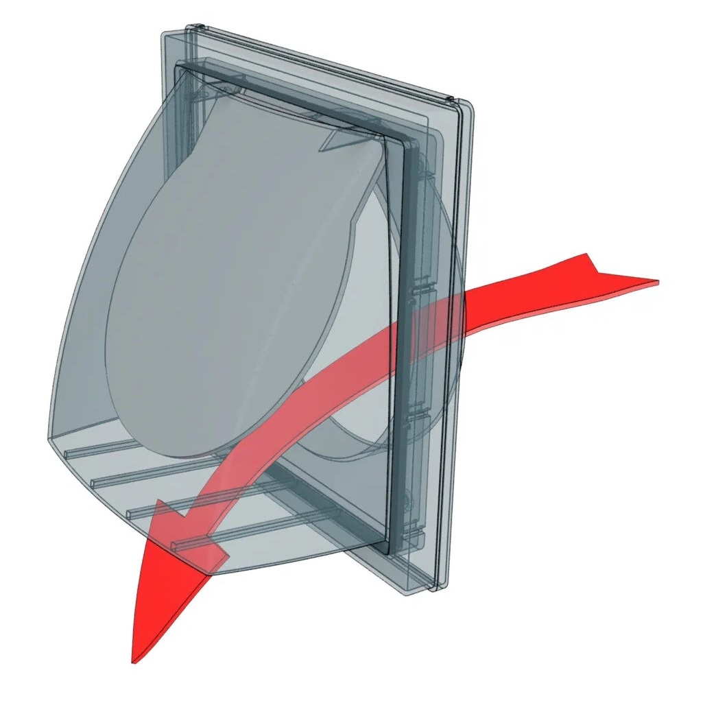 Выход стенной с обратным клапаном Era 1515К10ФВ, диаметр 100 мм,150х150 мм, серый, пластик