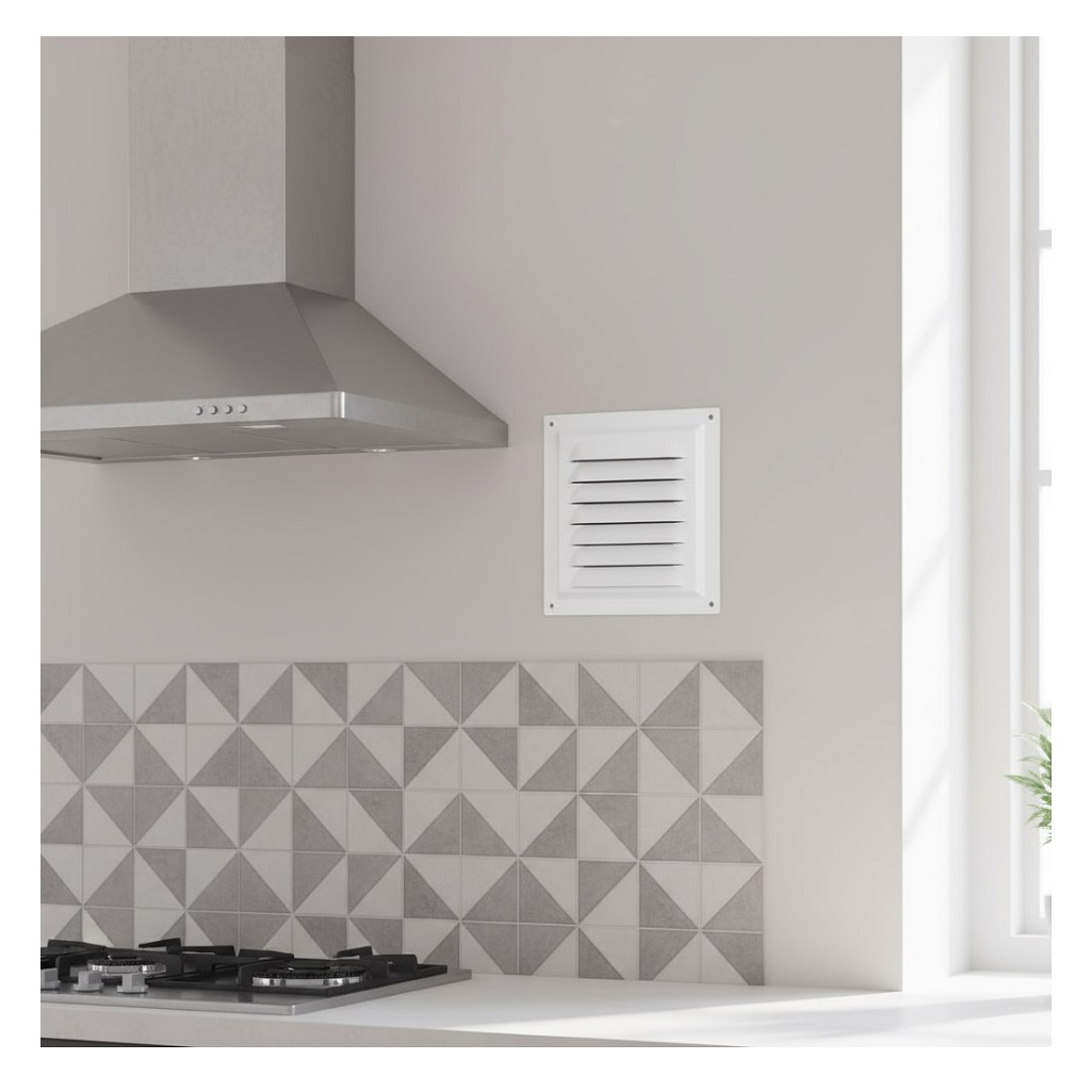 Решетка вентиляционная Era 1515МЭ с сеткой, 150х150 мм, сталь, белая