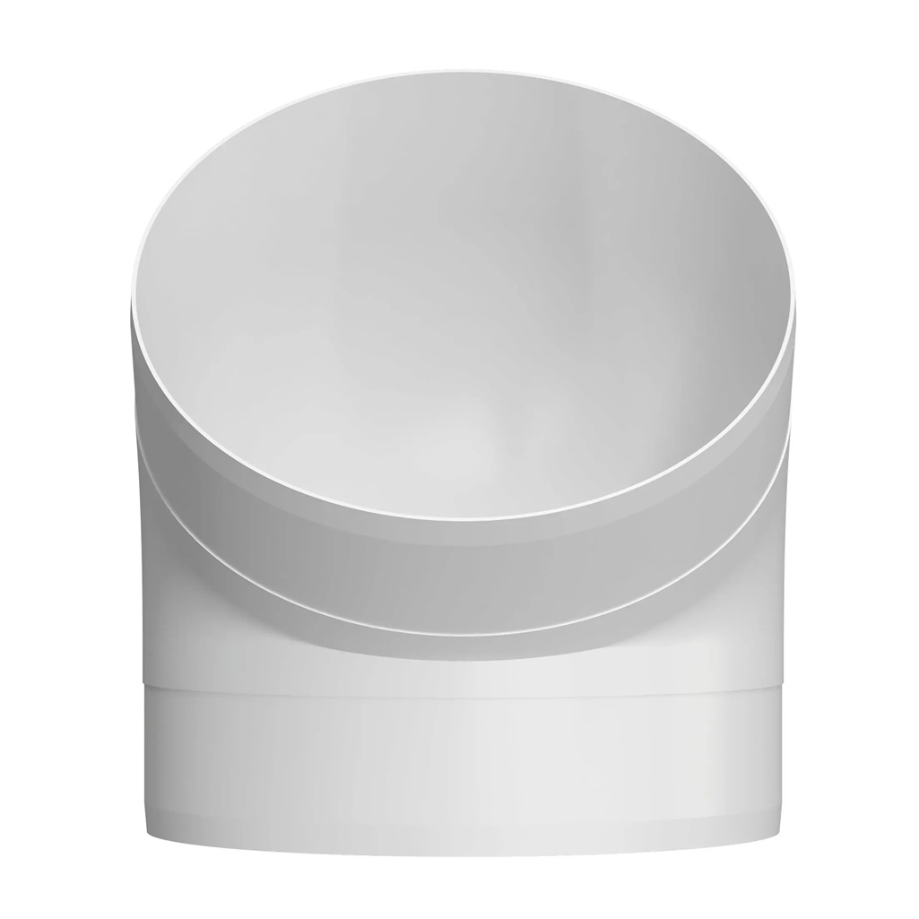 Колено круглое Era 150ККП 45, 45 градусов, d 150 мм, пластик, белый