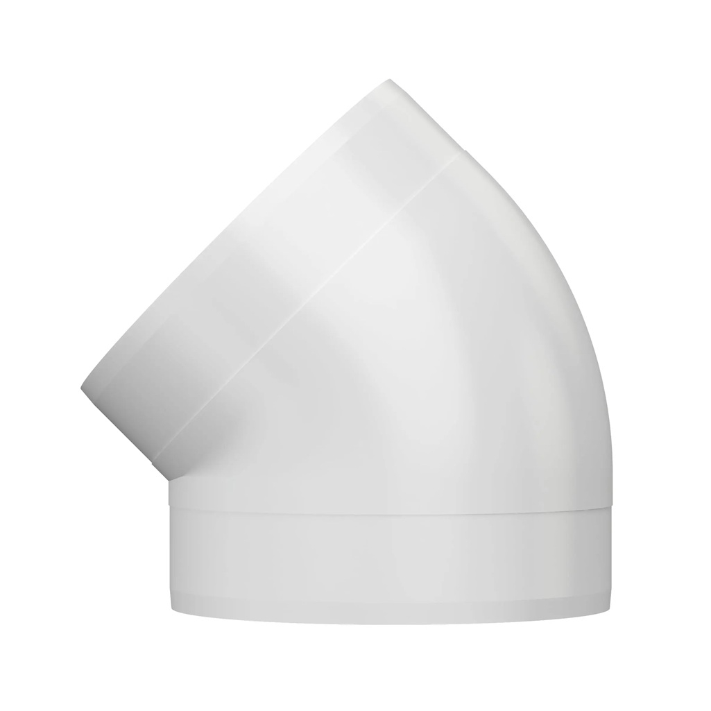 Колено круглое Era 150ККП 45, 45 градусов, d 150 мм, пластик, белый