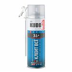 Клей-пена монтажная Kudo Клеит Всё X6+ 202867, бытовая, всесезонная, 650 мл