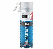 Клей-пена монтажная Kudo Клеит Всё X6+ 202867, бытовая, всесезонная, 650 мл