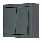 Выключатель двойной Lezard Leto 752-3400-101, накладной, графит