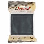 Выключатель двойной Lezard Leto 752-3400-101, накладной, графит