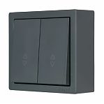 Выключатель проходной двойной Lezard Leto 752-3400-106, накладной монтаж, графит