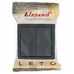 Выключатель проходной двойной Lezard Leto 752-3400-106, накладной монтаж, графит