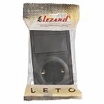 Выключатель двойной и розетка Lezard Leto 752-4200-170BKP с заземлением, чёрный бархат