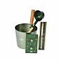 Набор аксессуаров для бани 212F OXY-M Dark Green-4, ушат 5 л, черпак 0.2 л, термогигрометр, песочные часы