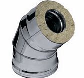 Отвод (колено) дымохода Ferrum К d 160x250 мм, угол 135 гр., сталь 0.5 мм, сэндвич-конструкция