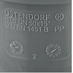 Отвод Ostendorf, НТВ, 15°, 50, 50, PP, полипропилен, раструбное соединение, серый