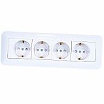 Розетка 4-местная Systeme Electric Прима RA16-411M-B с заземлением, накладная, белая