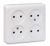 Розетка 4-местная Systeme Electric Этюд PA16-205B без заземления, накладная, белая
