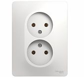 Розетка 2-местная Systeme Electric GLOSSA GSL000120 без заземления, встраиваемая, белая