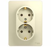 Розетка 2-местная Schneider Electric Glossa GSL000224 с заземлением, встраиваемая, бежевая