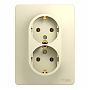 Розетка 2-местная Schneider Electric Glossa GSL000224 с заземлением, встраиваемая, бежевая