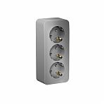 Розетка 3-местная Schneider Electric BLANCA BLNRA010313 с заземлением, накладная, алюминий