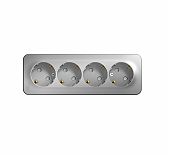 Розетка 4-местная  Schneider Electric BLANCA BLNRA011413 с заземлением, шторки, накладная, алюминий