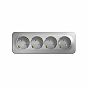 Розетка 4-местная  Schneider Electric BLANCA BLNRA011413 с заземлением, шторки, накладная, алюминий