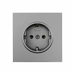 Розетка 1-местная Lezard Zima 704-7488-122BQC с заземлением, встраиваемая, серый матовый