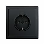 Розетка 1-местная Lezard Zima 704-4288-122BQC с заземлением, встраиваемая, черный бархат
