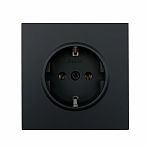 Розетка 1-местная Lezard Zima 704-4288-122BQC с заземлением, встраиваемая, черный бархат
