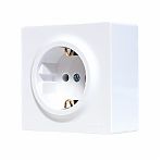 Розетка с заземлением Lezard Leto 752-0200-122B, накладная, пластиковая, белая