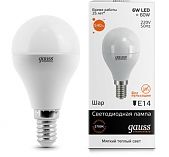 Лампа LED Е14 6W 2700K 60 W Gauss Elementary 53116 (Шар)
