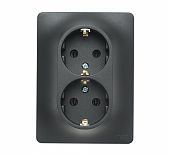 Розетка 2-местная Schneider Electric Glossa GSL000724 с заземлением, встраиваемая, антрацит