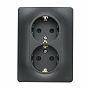 Розетка 2-местная Schneider Electric Glossa GSL000724 с заземлением, встраиваемая, антрацит