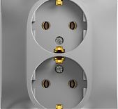 Розетка 2-местная  Schneider Electric Glossa GSL000324 с заземлением, встраиваемая, алюминий