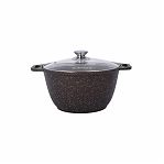 Кастрюля Kukmara со стеклянной крышкой, кофейный мрамор, 4 л