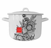 Кастрюля эмалированная Лысьва Urban flower 4.3 л Для мяса, овощей и супа