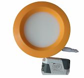 Светильник встраиваемый LED 6Вт D-140мм, оранжевый