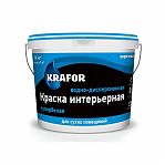 Краска Krafor, для внутренних работ, интерьерная, матовая, супербелая 14 кг