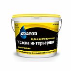 Краска Krafor ВД интерьерная латексная влагостойкая, матовая, белая, 14 кг