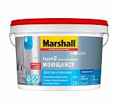 Краска MARSHALL EXPORT 2 для стен и потолков латексная моющаяся глубокоматовая, База BW 2,5 л