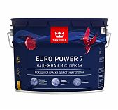 Краска латексная Tikkurila Euro Power 7, для стен и потолков, матовая, белая, 9 л
