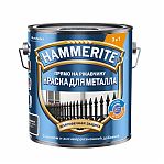 Краска Hammerite для металла прямо на ржавчину, 3 в 1, гладкая Темно-серая RAL 7016, 2 л