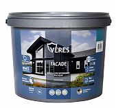 Краска Veres Faсade, для деревянных фасадов, акриловая, матовая, графит 9 л