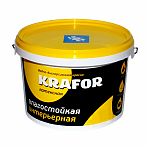 Краска латексная Krafor, интерьерная, влагостойкая, матовая, белая, 1.5 кг