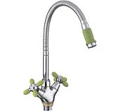 Смеситель для кухни Frud R43127-6 гибкий излив, зелёный, хром