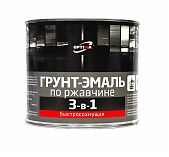 Грунт-эмаль Optima 3-в-1 по ржавчине, быстросохнущая, матовая, чёрная, 1.7 кг