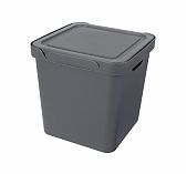 Ящик Econova Luxe пластиковый, с крышкой, серый, 286х286х286 мм, 18 л